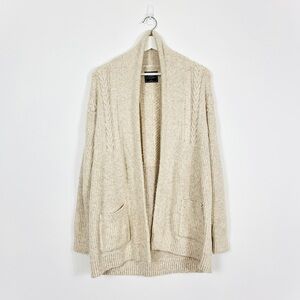 Abercrombie & Fitch Cream Open-Front Long Cable Knit Sweater